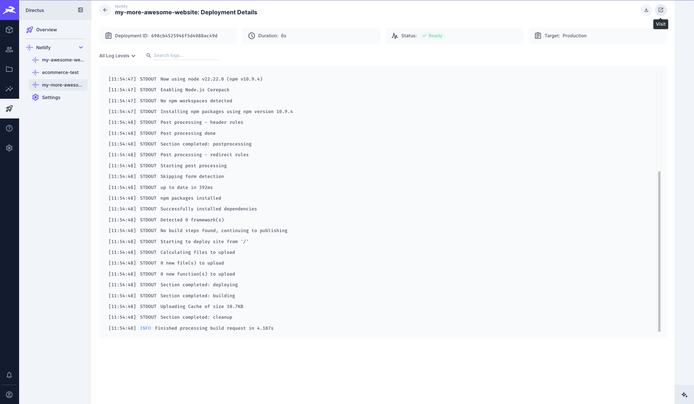 Netlify integration visit site